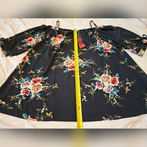 NWT Rosegal Blue Floral 🌺 adjustable off-the-shoulder blouse (4X) / Sz 20) 💙🌺 - Picture 10 of 16